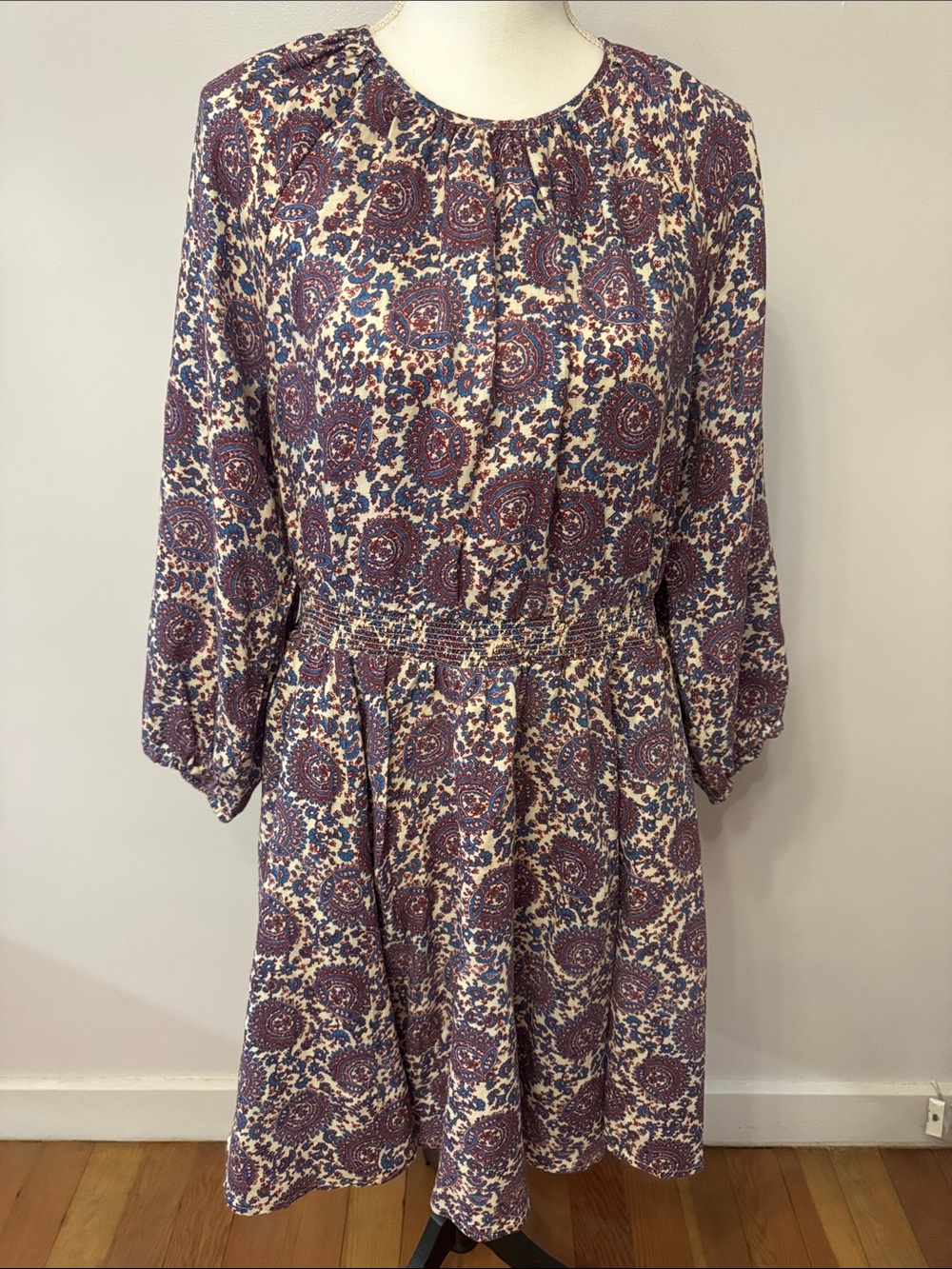 J. Crew Cream and Purple Paisley Mini Dress